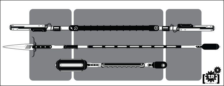 futuristic polearms designed for Shadowrun: Arsenal