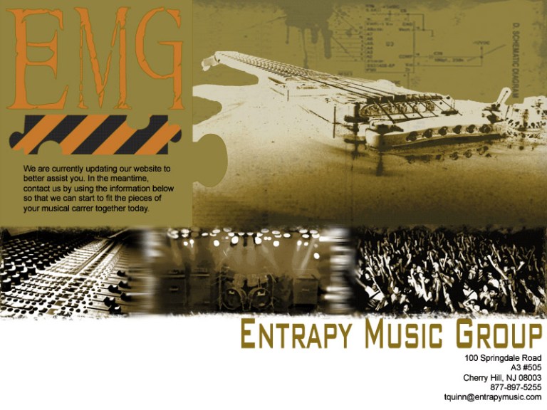 webpage construction landing page created for Entrapy Music Group (client spelling )