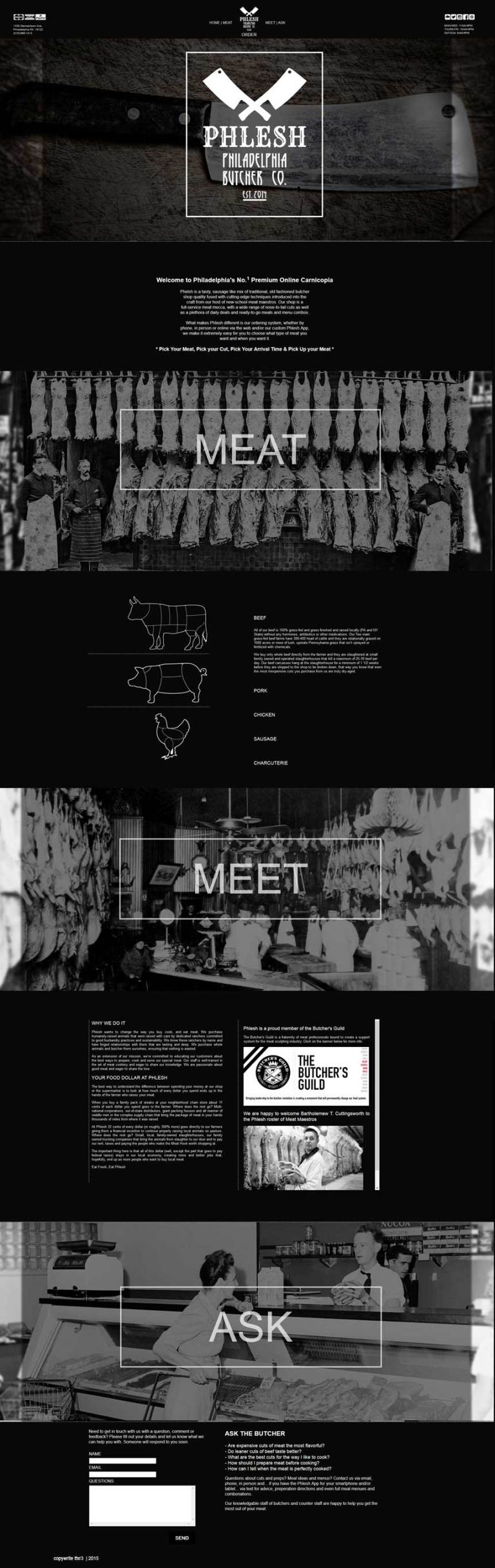 school project: website design for fake butcher company