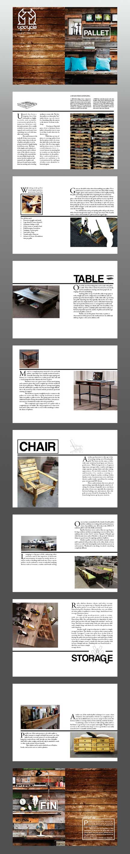 school project: booklet about the versatility of pallets.